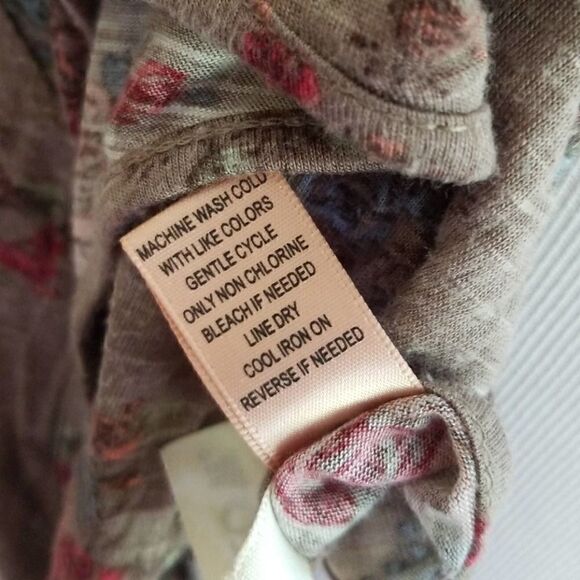 Eyeshadow Floral Zipper Tank Top Tan Size Small - Picture 6 of 7